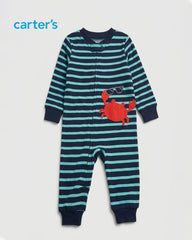 CARTERS NAVY STRIPE CRAB BABY ROMPER