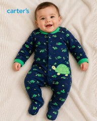 CARTERS NAVY TURTLE SLEEP & PLAY ROMPER