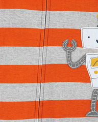 CARTERS ORANGE STRIPED SNUG FIT COTTON ROMPER