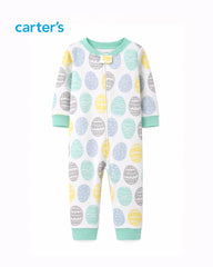 CARTERS PASTEL EASTENR EGG PRINT ZIP ROMPER