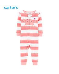 CARTERS PINK CRAB COTTON FOOTLESS ROMPPER