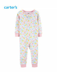 CARTERS PINK FLORAL PRINT SNUG FIT COTTON ROMPER