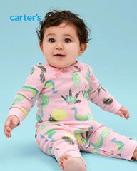 CARTERS PINK PEACOCK SNUG FIT ROMPER