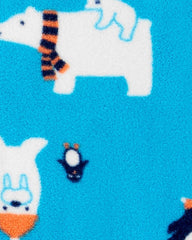 CARTERS POLAR BEAR MICRO FLEECE FOOTED ROMPER