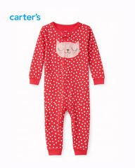 CARTERS POLKA DOT KITTY APPLIQUE ZIP ROMPER