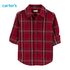 CARTERS RED PLAID FRONT BUTTON SHIRT