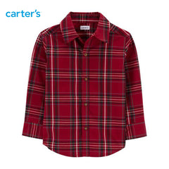 CARTERS RED PLAID FRONT BUTTON SHIRT