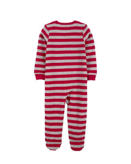 CARTERS RED STRIPED SANTA MICRO FLEECE ROMPER