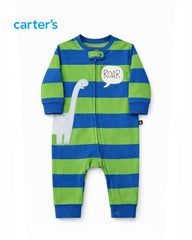 CARTERS ROAR DINO STRIPED ZIP UP ROAR