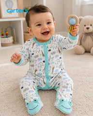 CARTERS SAFARI ANIMALS & FROG FOOTIE ROPMER