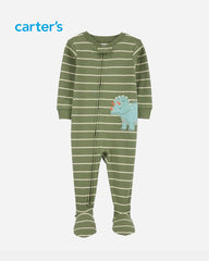 CARTERS STRIPED DINO SNUG FIT FOOTIE ROMPER
