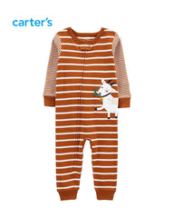 CARTERS STRIPED GOAT  PATCH SNUG FIT ROMPER
