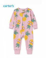 CARTERS SUNNY PINEAPPLE PRINT ZIP UP ROMPER