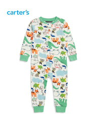 CARTERS WHITE JUNGLE FRIENDS ROMPER