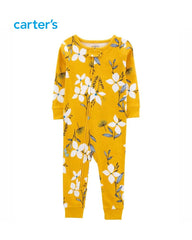 CARTERS YELLOW FLORAL PRINT COTTON ROMPER