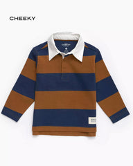 CHEEKY STRIPED POLO LONG SLEEVE T-SHIRT