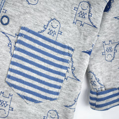 COOL CLUB DARK GREY BLUE GRAPHIC PRINT DOUBLE LAYERED TOP