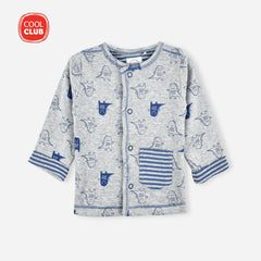 COOL CLUB DARK GREY BLUE GRAPHIC PRINT DOUBLE LAYERED TOP