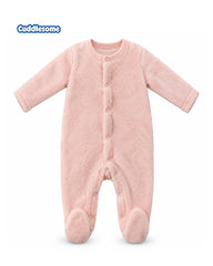CUDDLESOME BLUSH PINK PLUSH FLEECE BABY ROMPER
