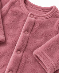 CUDDLESOME DUSTY ROSE PLUSH FLEECE BABY ROMPER