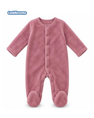 CUDDLESOME DUSTY ROSE PLUSH FLEECE BABY ROMPER
