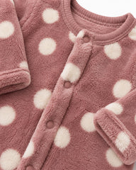 CUDDLESOME DUSTY ROSE POLKA DOT PLUSH ROMPER