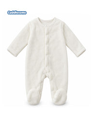 CUDDLESOME IVORY WHITE PLUSH FLEECE ROMPER