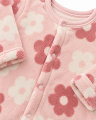CUDDLESOME PINK FLORAL PLUSH FLEECE ROMPER