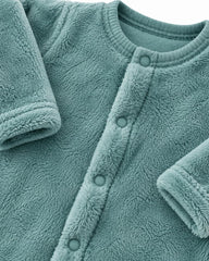 CUDDLESOME SAGE GREEN PLUSH FLEECE BABY ROMPER