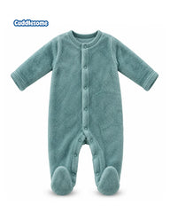CUDDLESOME SAGE GREEN PLUSH FLEECE BABY ROMPER