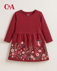 C&A BURGUNDY FAIRY LONG SLEEVE DRESS
