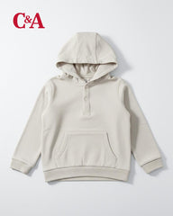 C&A CREAM HOODED BUTTONED SWEATSHIRT