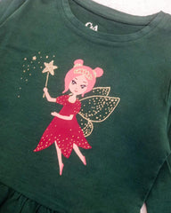 C&A GREEN FAIRY PRINT LOONG SLEEVE DRESS