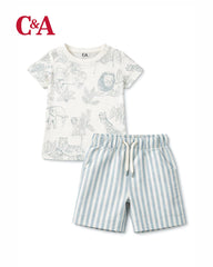C&A JUNGLE SAFARI COTTON T-SHIRT WITH SHORT SET