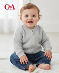 C&A LIGHT HEATHER GREY ZIPPER SWEATSHIRT