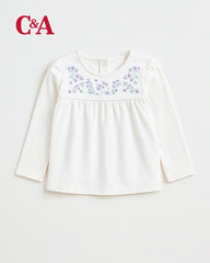 C&A OFF WHITE FLORAL EMBROIDERED TOP