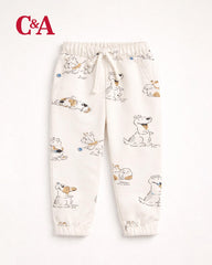 C&A OFF WHITE PUPPY PLAY PRINT SWEATSHIRT WITH TROUSER SET