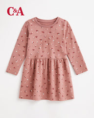 C&A OLD ROSE FLORAL PRINT LONG SLEEVE DRESS