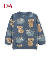 C&A TEAL BLUE KOALA PRINTED FLEECE SWEATSHIRT WITH TROUSER SET