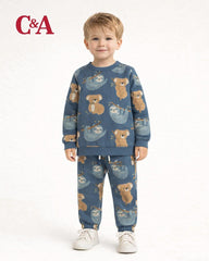C&A TEAL BLUE KOALA PRINTED FLEECE SWEATSHIRT WITH TROUSER SET