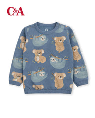 C&A TEAL BLUE KOALA PRINTED FLEECE SWEATSHIRT WITH TROUSER SET