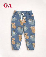C&A TEAL BLUE KOALA PRINTED FLEECE SWEATSHIRT WITH TROUSER SET