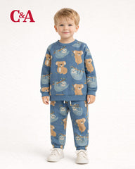 C&A TEAL BLUE KOALA PRINTED FLEECE SWEATSHIRT WITH TROUSER SET
