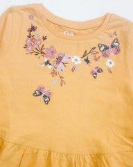 C&A YELLOW PRINTED LONG SLEEVE DRESS