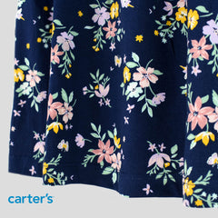 CARTERS NAVY FLORAL JERSEY DRESS