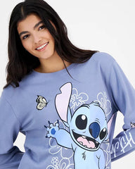 DISNEY LAVENDER BLUE  STITCH GRAPHIC CREW NEXT SWEATSHIRT