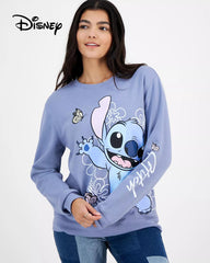 DISNEY LAVENDER BLUE  STITCH GRAPHIC CREW NEXT SWEATSHIRT