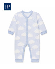 GAP BABY BLUE CLOUDS EMBOSSED ROMPER