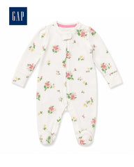 GAP GIRLS WHITE FLORAL PRINT FOOTED ROMPER