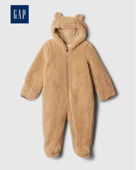 GAP BABY TEDDY FLEECE CAMEL HOODED PRAM SUIT